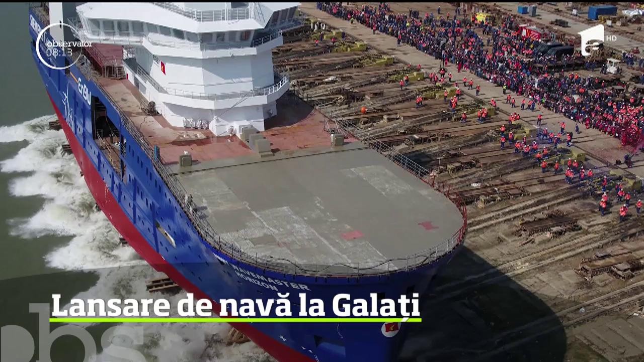 Nava "Horizon", construită &icirc;n portul din Galaţi a fost lansată la apă după o muncă de un an