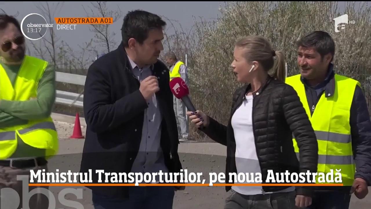 (FARSA) "Ministrul Transporturilor", a venit pe noul tronson de autostradă care va face legătura &icirc;ntre R&acirc;şnov şi Bucureşti