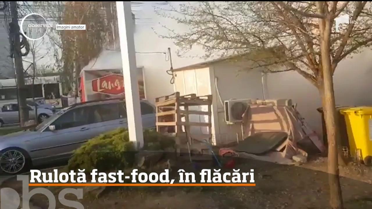 A fost pericol de explozie l&acirc;ngă un supermarket din Timişoara. O rulotă fast-food din &icirc;n care erau mai multe butelii a luat foc
