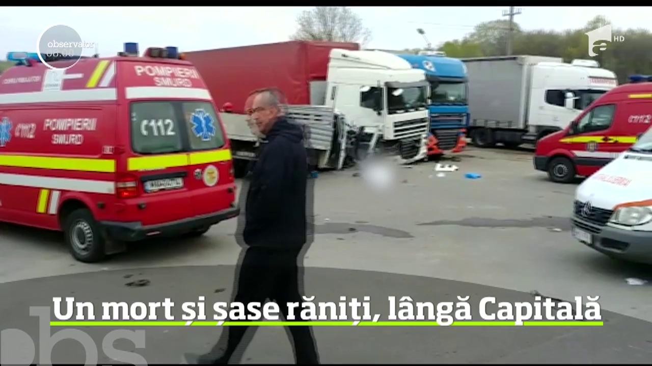 Accident la ieşirea din localitatea Jilava. Un om a murit, după ce un TIR s-a ciocnit violent cu o dubiţă