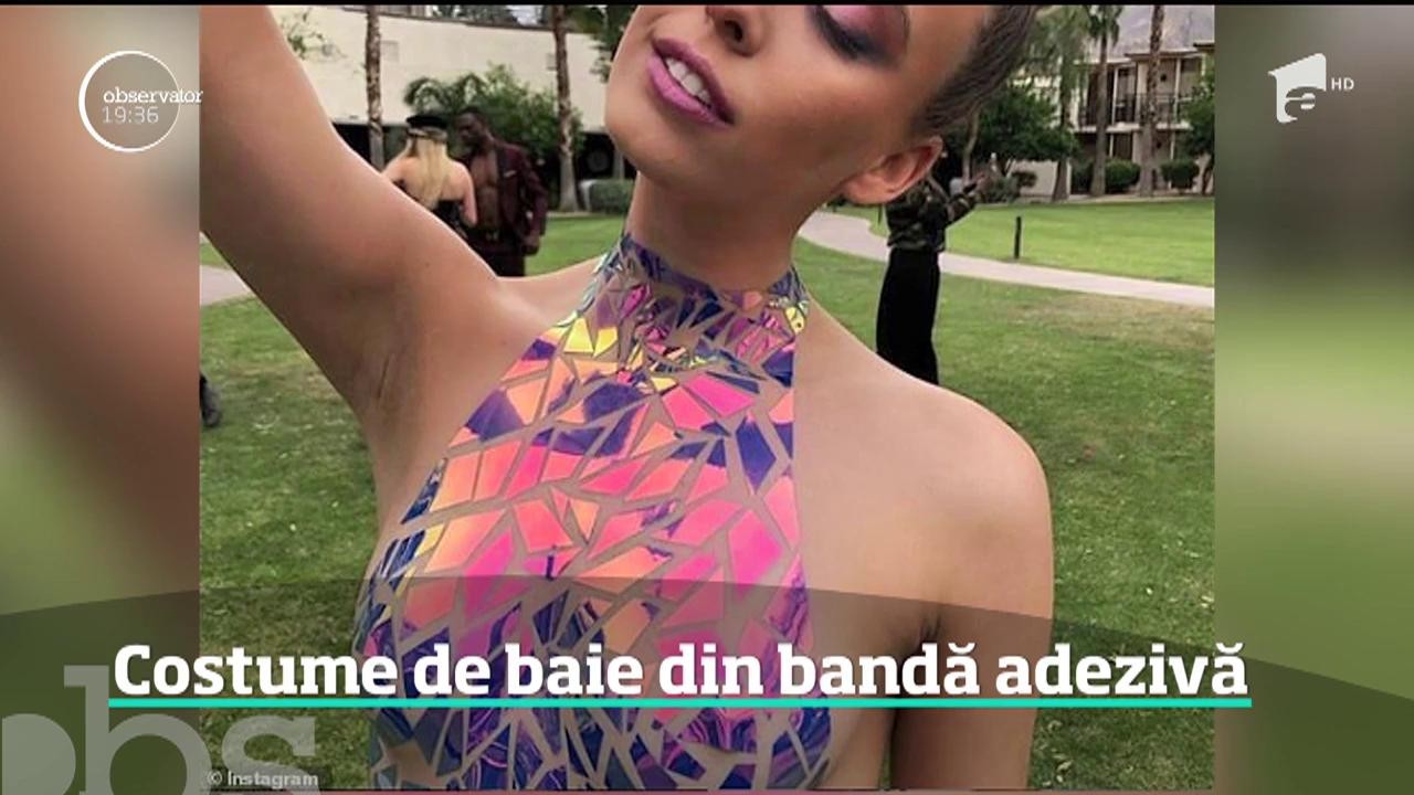 Costumele de baie din bandă adezivă. Trendul s-a dat &icirc;n California, la celebrul festival Coachella