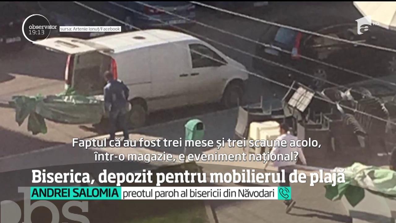 &Icirc;n Biserică, la fel ca la plajă! Cu umbreluţe de soare, mese şi scaune de terasă. Sunt imaginile care au provocat un val de indignare printre credincioşii din Năvodari