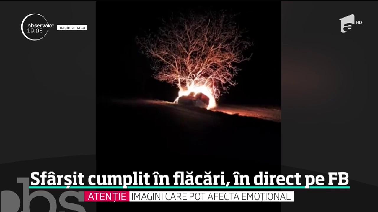 Un şofer a ars &icirc;ntr-o maşină cuprinsă de flăcări, pe o şosea din Botoşani, chiar sub ochii unui martor care a transmis totul &icirc;n direct pe Facebook!