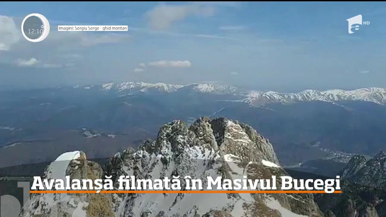 O avalanşă a fost surprinsă pe V&acirc;rful Omu, de un ghid turistic