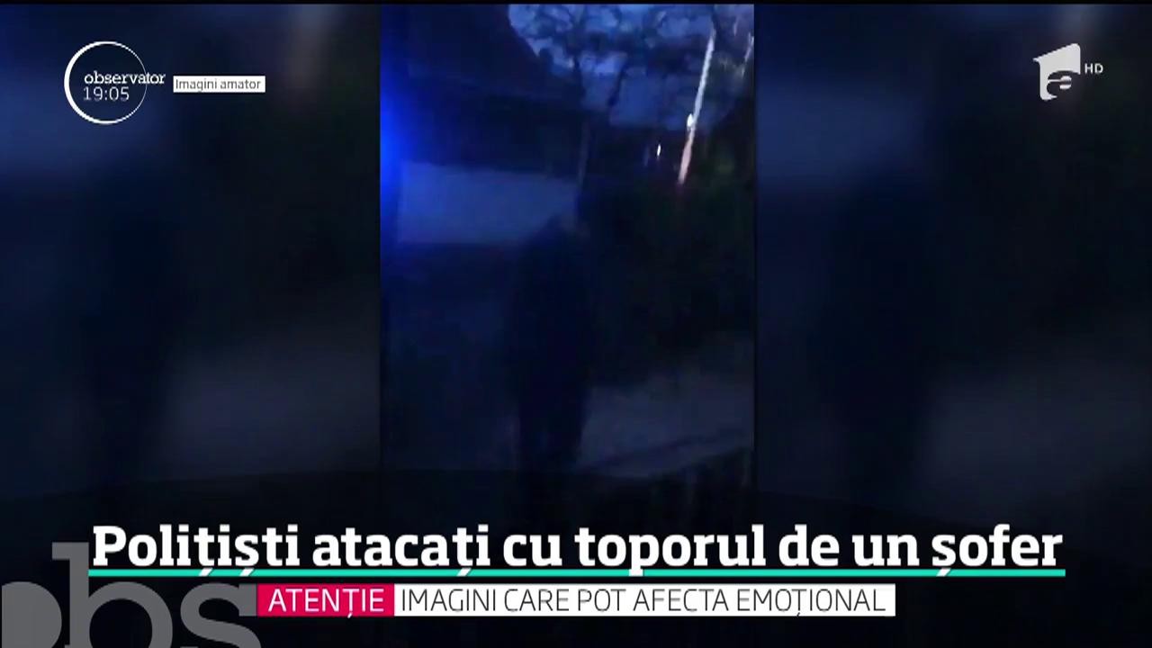 Un şofer beat a atacat cu toporul mai mulţi poliţişti care au &icirc;ncercat să &icirc;l oprească pe o şosea din Suceava