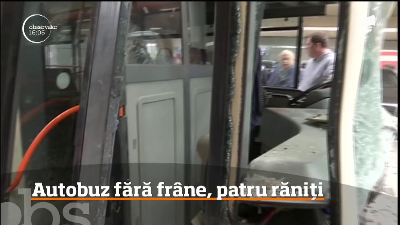 Un autobuz al Societăţii de Transport Bucureşti a rămas fără fr&acirc;ne. Patru oameni au fost răniți