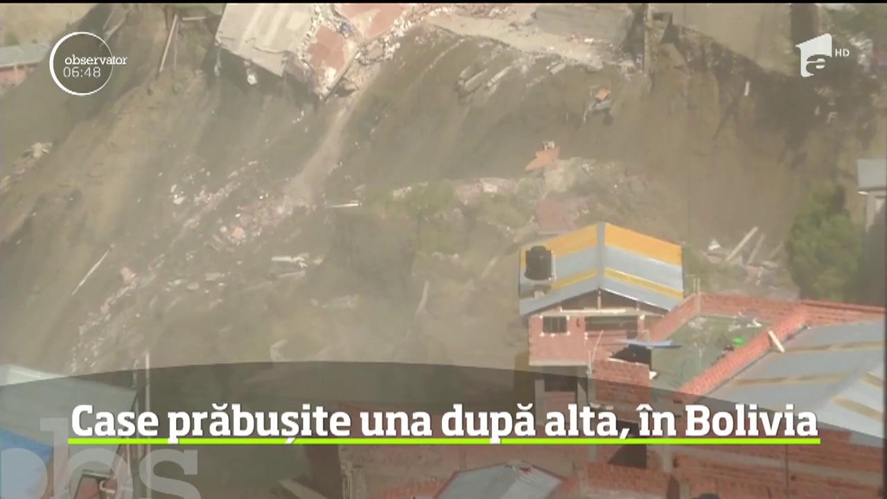 Aproape 20 de case din Bolivia, unele cu mai multe etaje, s-au prăbuşit &icirc;n numai c&acirc;teva minute, după o alunecare de teren