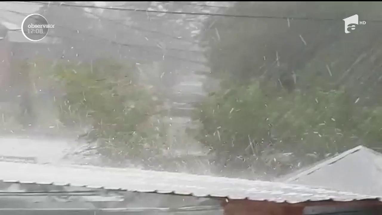 Natura s-a dezlănţuit &icirc;n judeţul Prahova. La Urlaţi, &icirc;n doar c&acirc;teva zeci de minute, grindina, de mărimea boabelor de mazăre, a acoperit totul &icirc;n jur