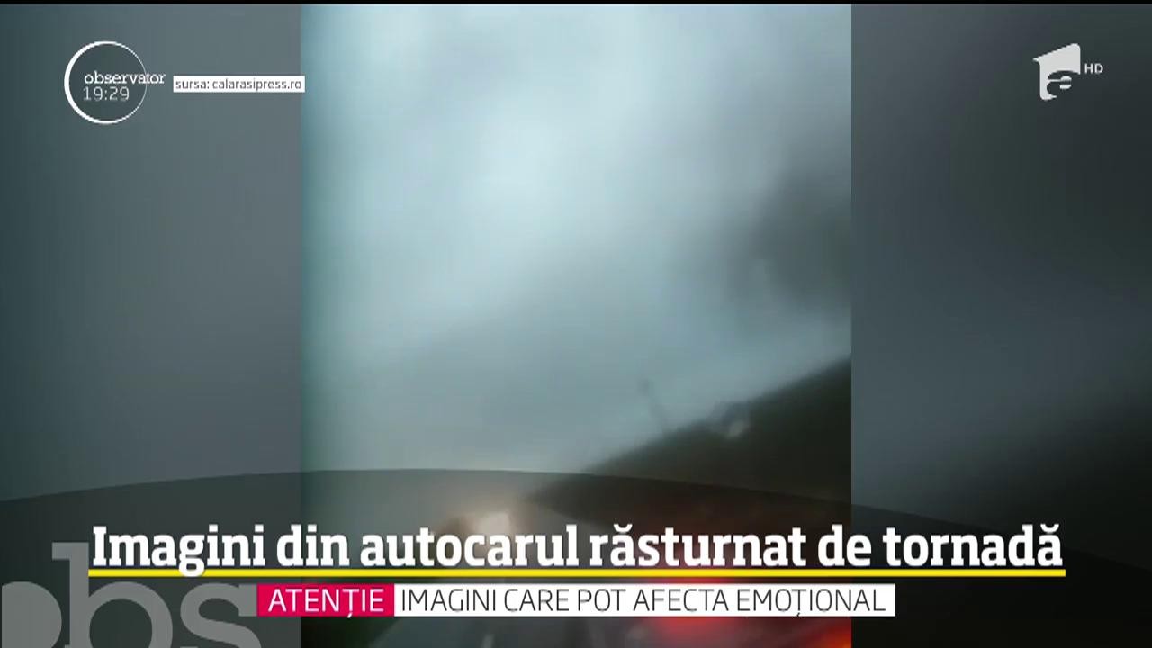 Imagini din autocarul rastunart de tornadă