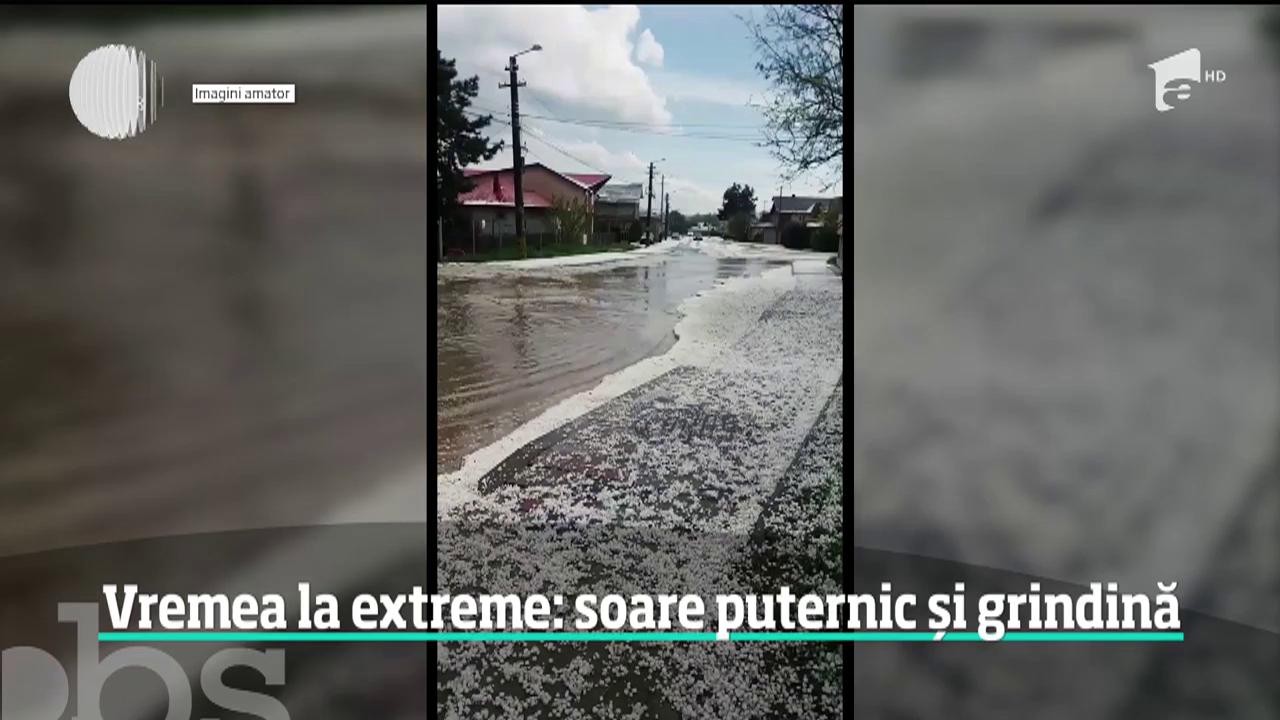 Vremea &icirc;n Rom&acirc;nia e din nou la extreme. A plouat cu gheaţă, iar străzile unui oraş din Moldova s-au albit