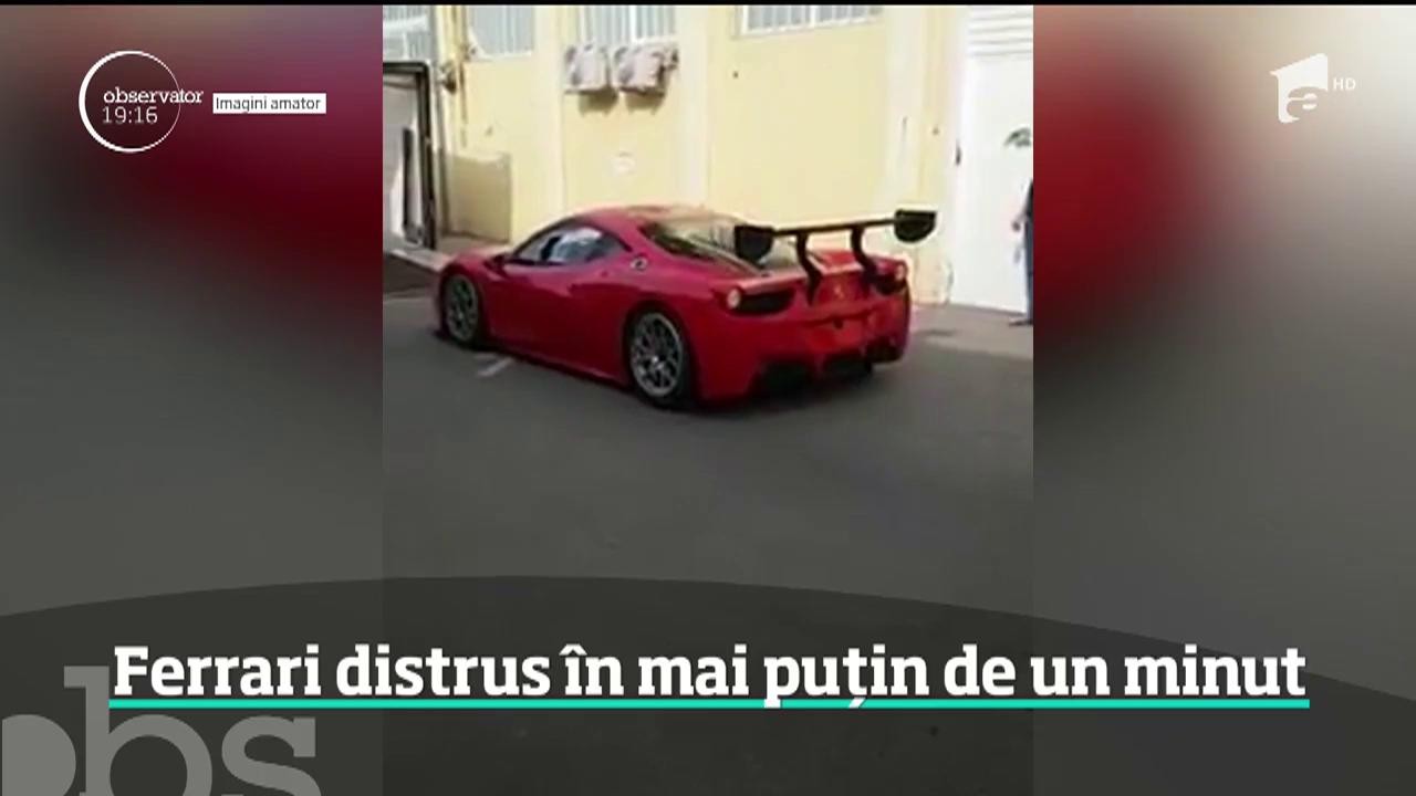 &Icirc;n Capitală, șoferul unui Ferrari de curse a reuşit să &icirc;şi distrugă maşina de lux, &icirc;ntr-un accident stupid