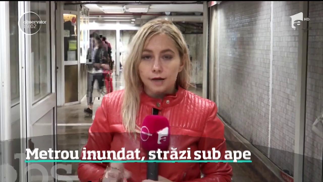 &Icirc;n Bucureşti şi &icirc;n localităţile de l&acirc;ngă, ploile torenţiale au făcut ravagii. O staţie de metrou a fost inundată