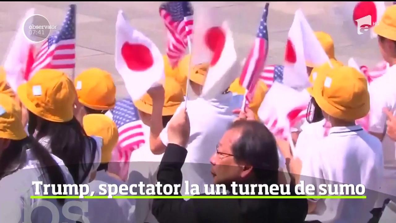 Donald Trump a avut parte de un spectacol inedit, &icirc;n timpul vizitei sale &icirc;n Japonia: a asistat la un turneu de sumo