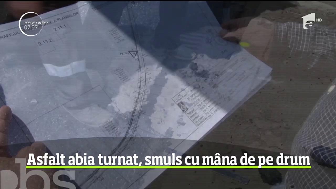 Imagini uluitoare au fost filmate &icirc;n Vatra Dornei. Astfaltul abia turnat pe o stradă din oraş poate fi ridicat de pe jos cu m&acirc;inile goale