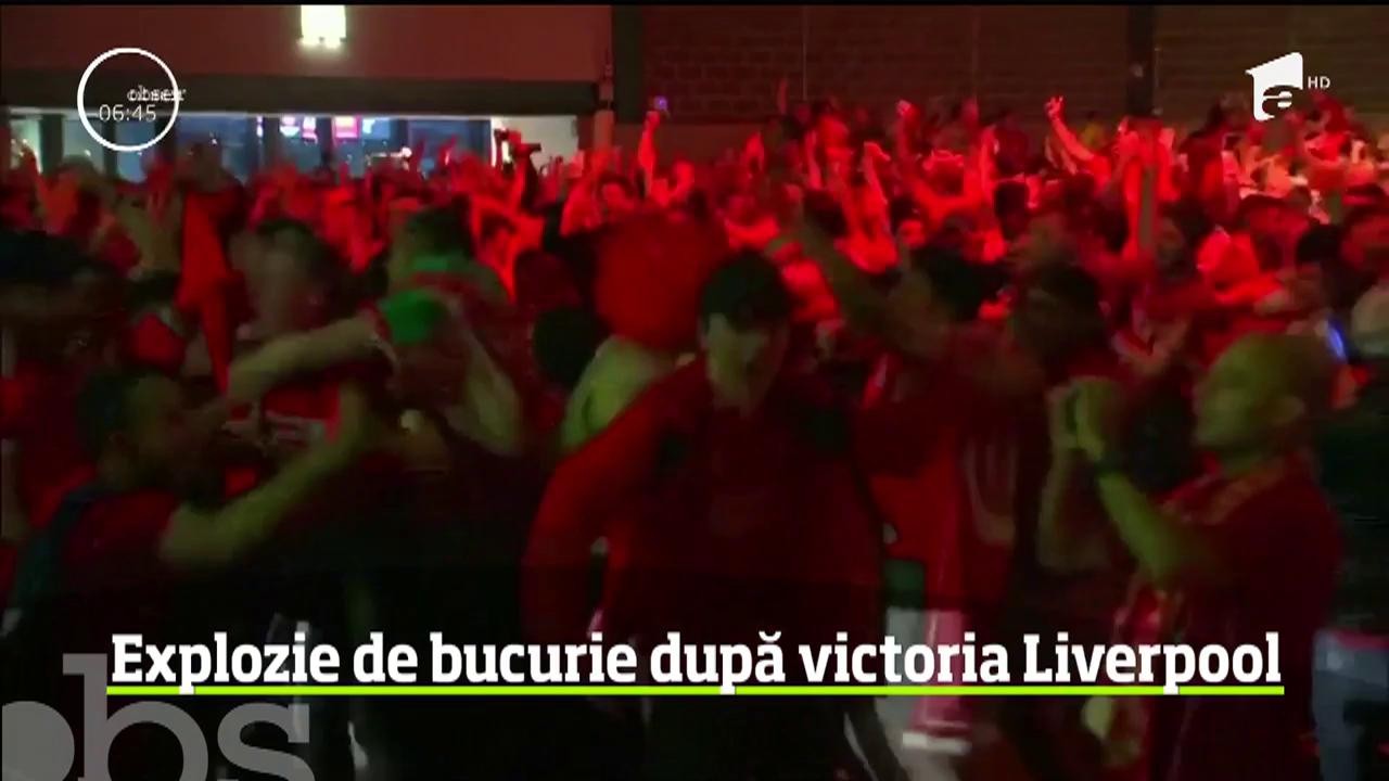 FC Liverpool a c&acirc;ştigat Liga Campionilor! Fanii cormoranilor au sărbătorit toată noaptea pe străzi