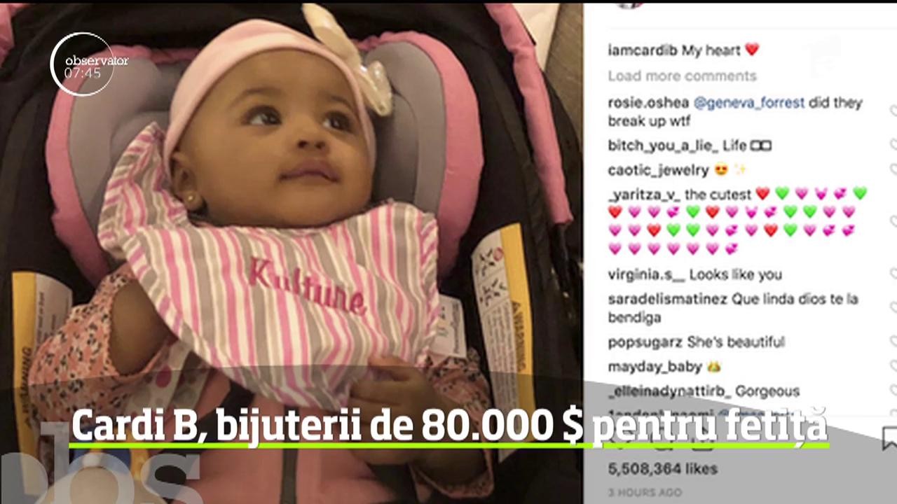 Cardi B, bijuterii de 80.000 de dolari pentru fetiţa ei de un an