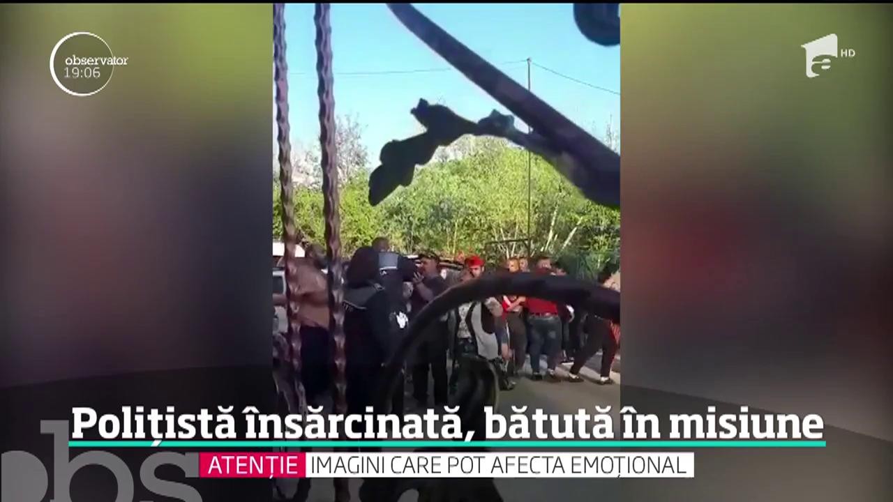 Imagini șocate cu o poliţistă &icirc;nsărcinată &icirc;n şase luni, lovită la o intervenţie, chiar &icirc;n burtă