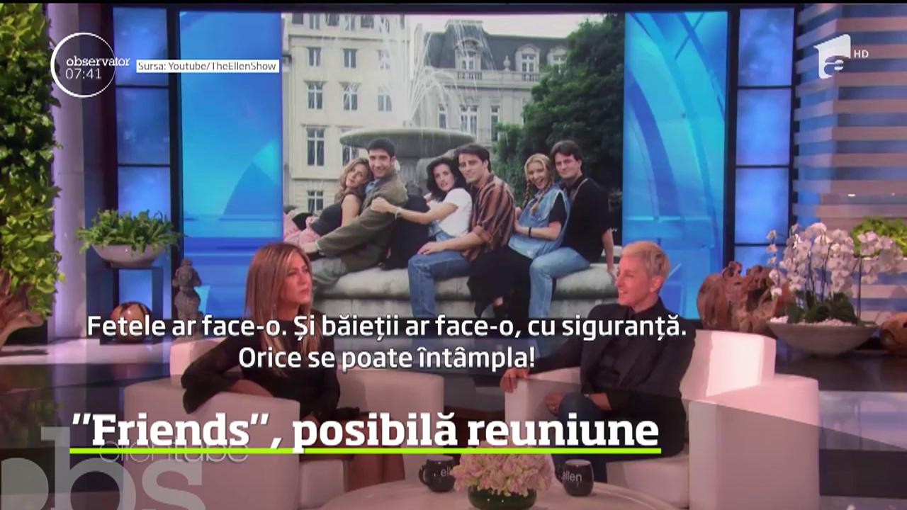 Invitată &icirc;n emisiunea lui Ellen Degeneres, actriţa Jennifer Aniston a vorbit despre o posibilă revenire pe ecrane a celebrului serial "Friends"
