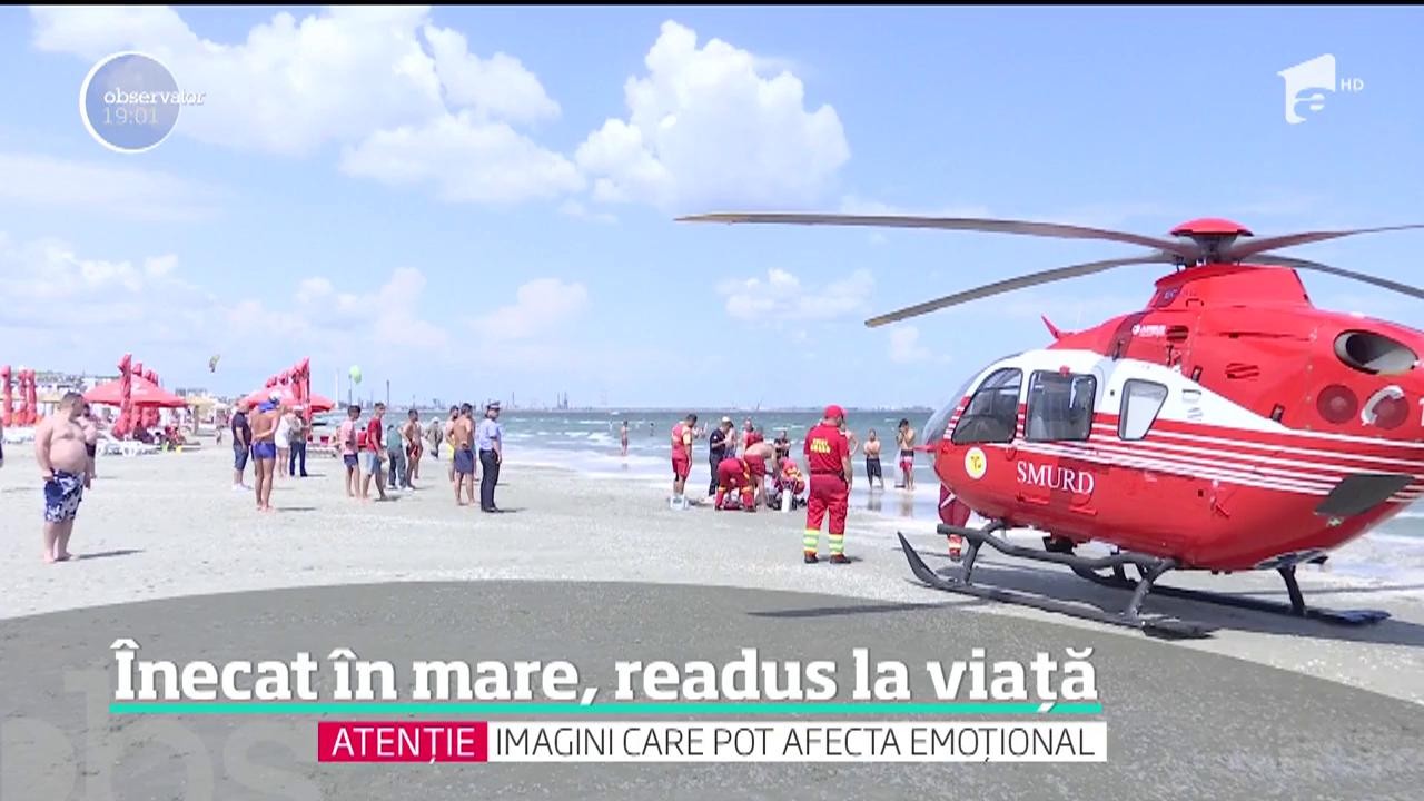&Icirc;necat &icirc;n mare, readus la viață. Salvatorii l-au resuscitat zeci de minute