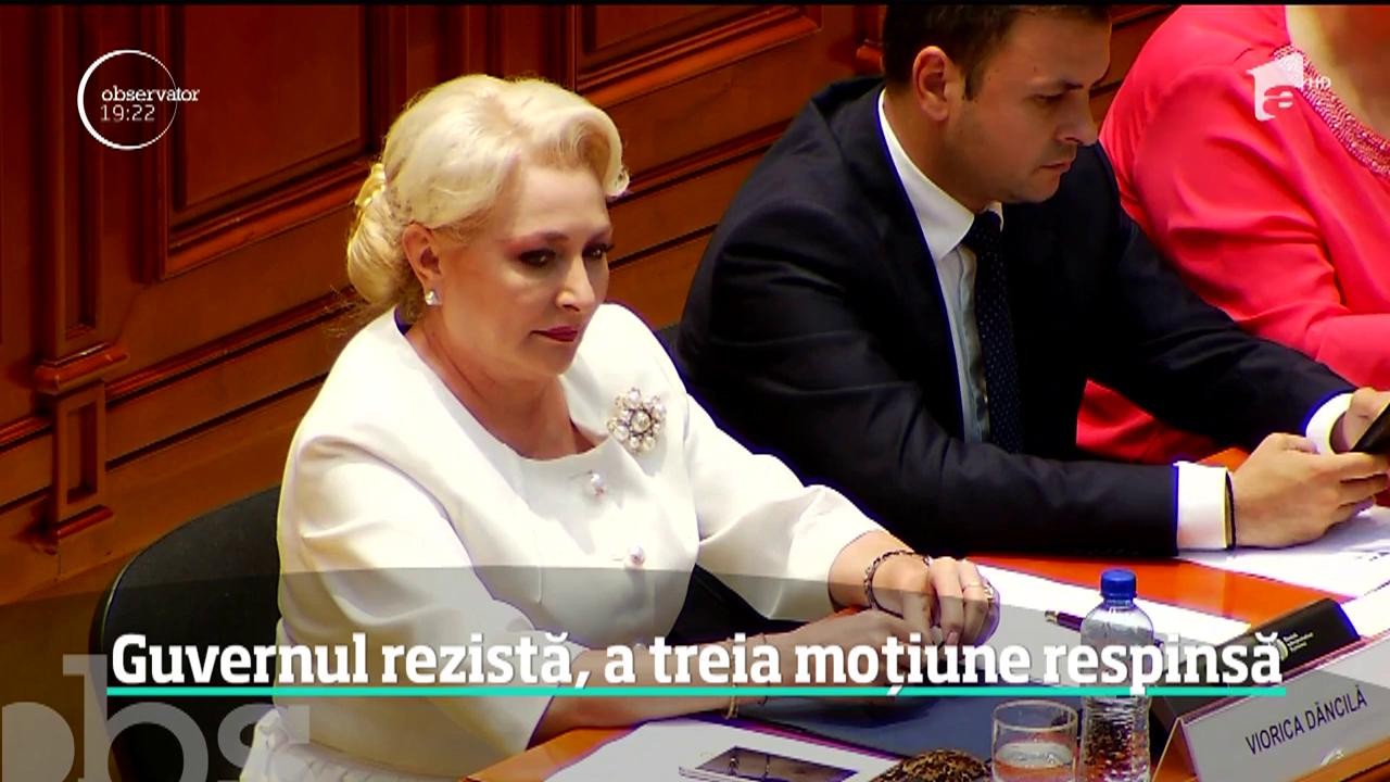 Viorica Dăncilă a trecut şi peste a treia moţiune de cenzură
