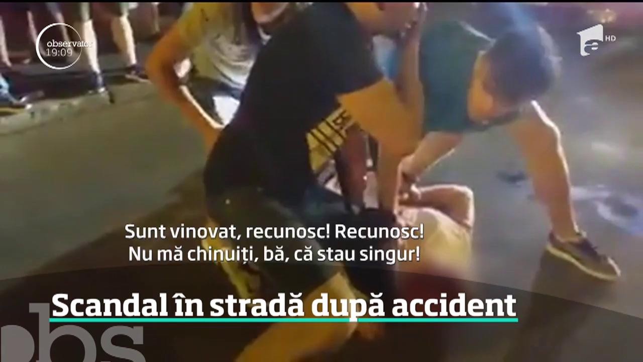 Un accident rutier &icirc;n care au fost implicaţi doi şoferi băuţi s-a lăsat cu urlete şi &icirc;njurături &icirc;n plină stradă