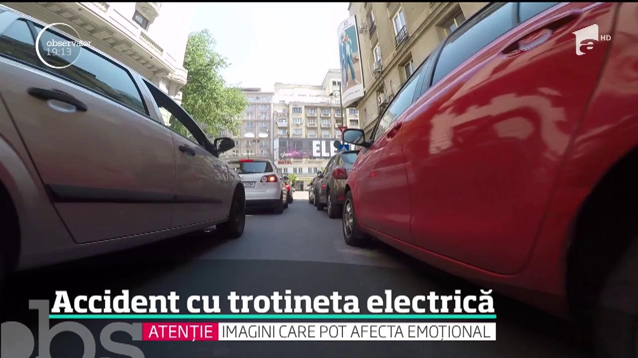 Imagini șocante &icirc;n Capitală. O t&acirc;nără pe trotinetă a fost lovită &icirc;n plin de o şoferiţă
