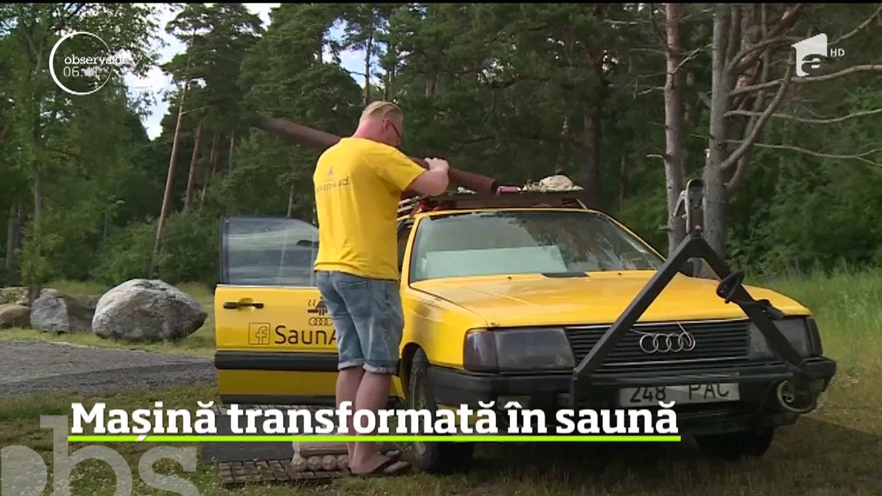 Creativitatea unui estonian nu are limite. A reuşit să-şi transforme maşina &icirc;ntr-o saună mobilă şi să c&acirc;ştige şi bani