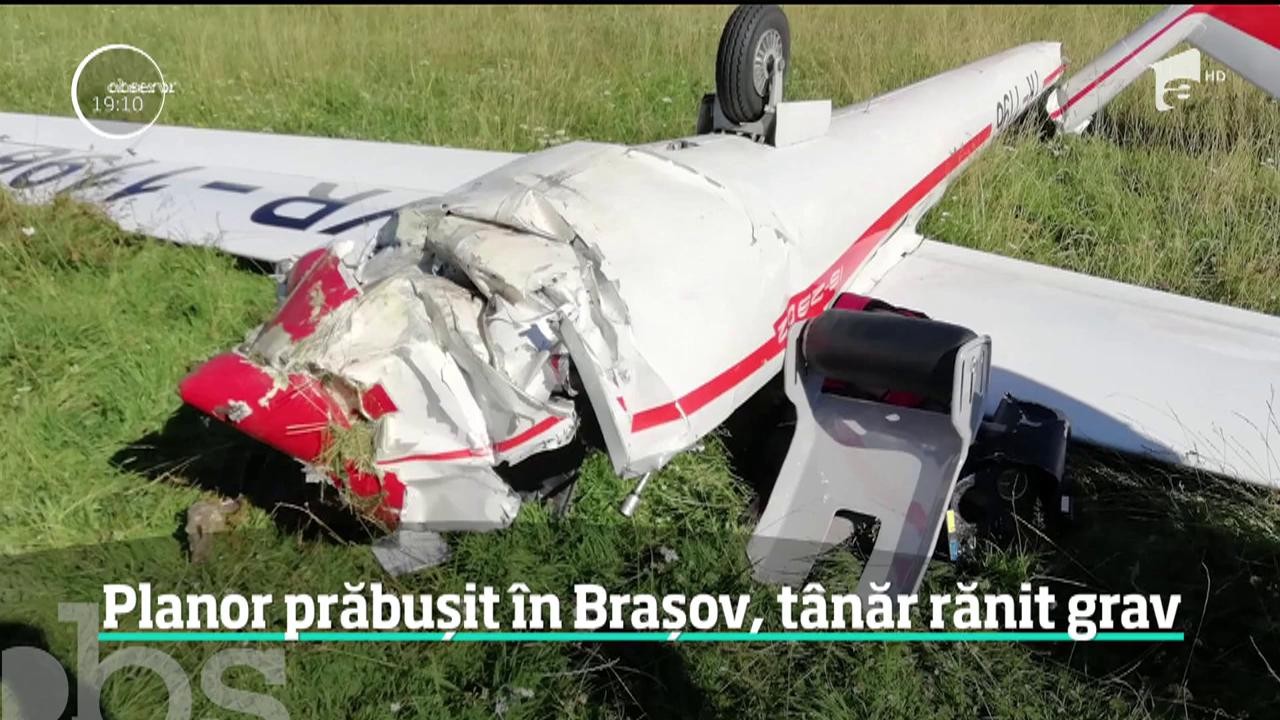 Planor prăbuşit pe Aerodromul S&acirc;npetru, din judeţul Braşov. O persoană rănită grav