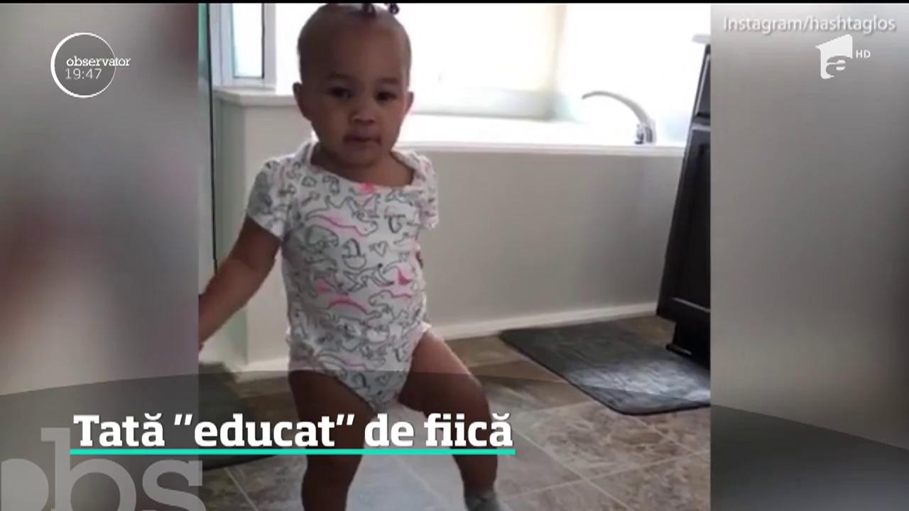 O fetiţă de un an face instrucţie cu tatăl ei, deşi nici măcar nu vorbeşte &icirc;ncă