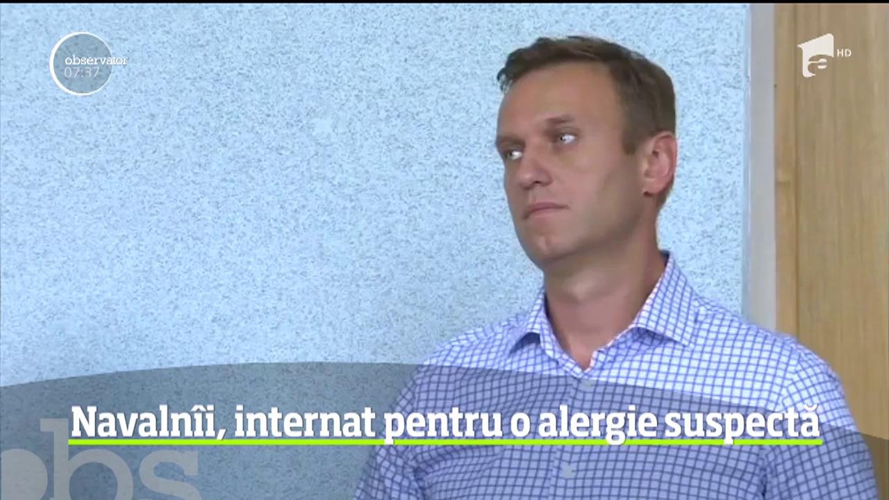 Liderul opoziţiei ruse, Alexei Navaln&icirc;i, aflat &icirc;n detenţie, a fost internat &icirc;n spital din cauza unei reacţii alergice severe, potrivit avocatei sald
