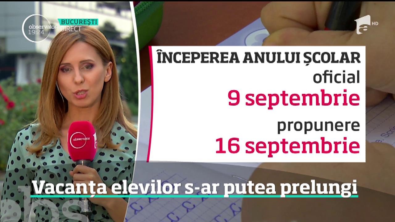 &Icirc;ncă o săptăm&acirc;nă de vacanţă. Premierul i-a cerut Ministrului Educaţiei ca şcola să &icirc;nceapă nu pe nouă, ci pe 16 septembrie