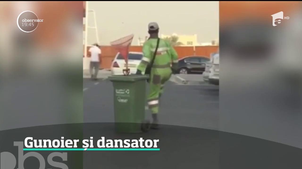 Un gunoier din Abu Dhabi a transformat strada &icirc;n ring de dans