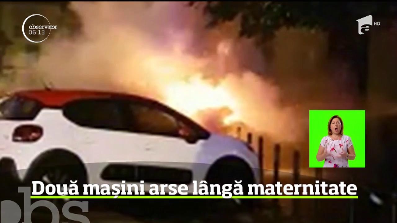 Un autoturism s-a aprins ca o torţă &icirc;n Braşov, &icirc;n faţa unei maternităţii