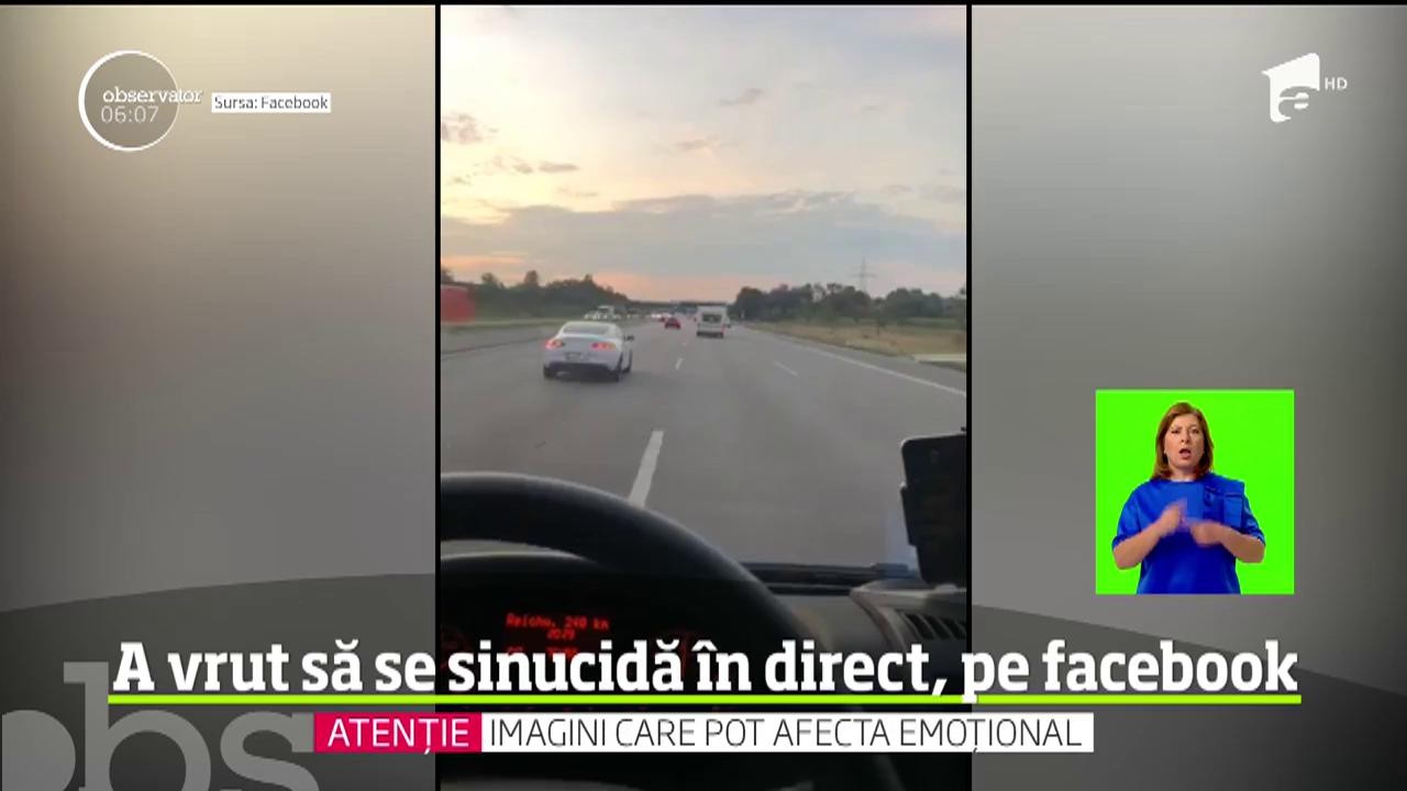 Scene de coşmar, &icirc;n direct, pe Facebook. Un rom&acirc;n a vrut să se sinucidă, pe o autostradă din Germania
