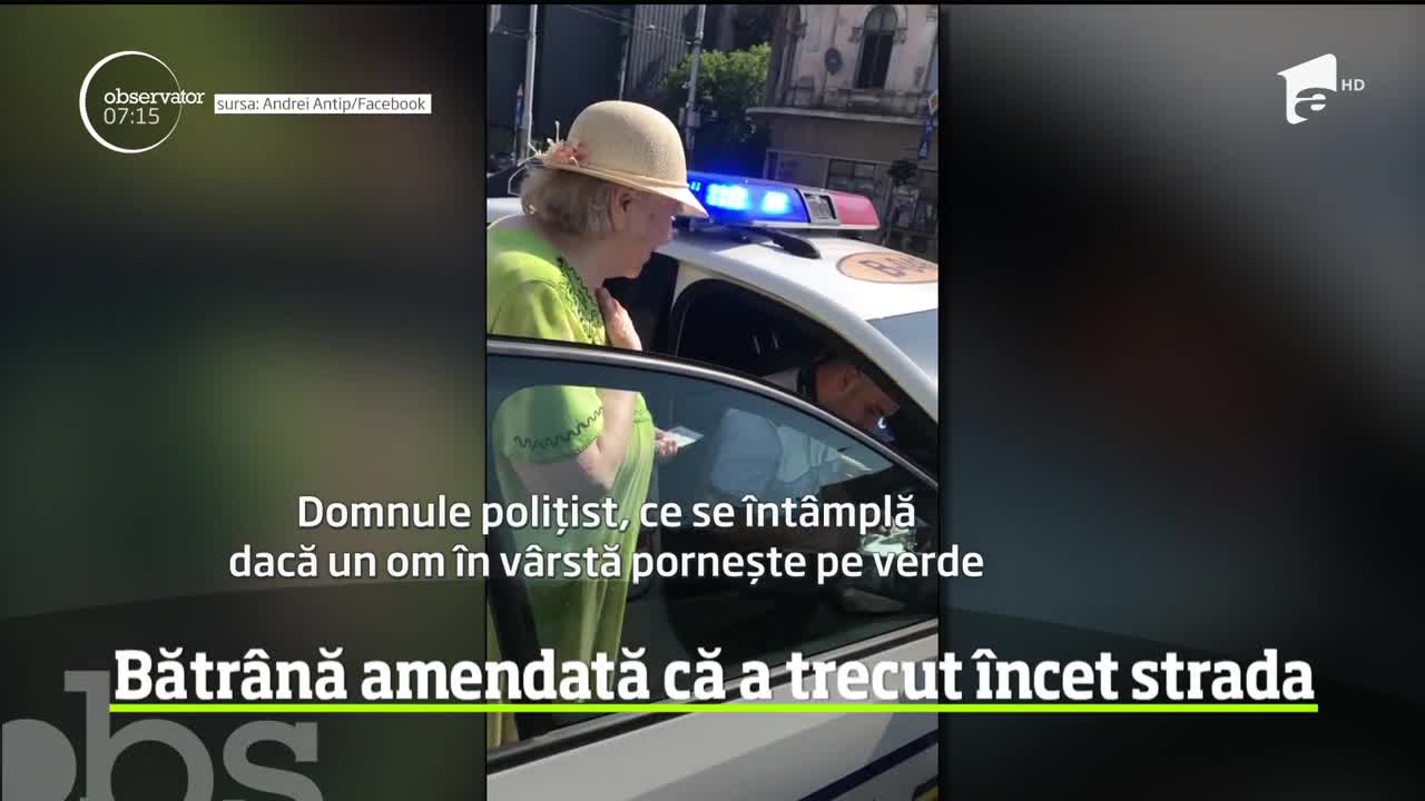 O bătr&acirc;nă a fost amendată de polițiști că a trecut &icirc;ncet strada