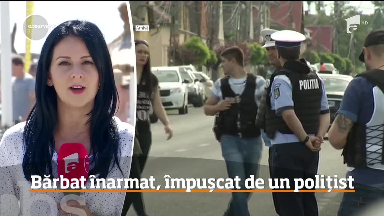 Un individ &icirc;narmat cu două cuțite, &icirc;mpușcat de o patrulă a poliției locale din Năvodari