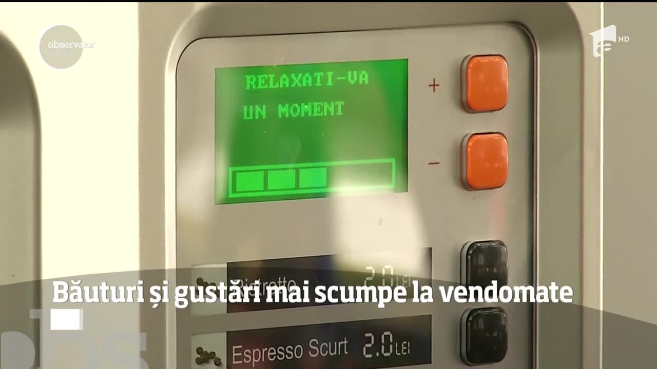 Produse mai scumpe la automatele de cafea şi sandvişuri după introducerea bonului fiscal