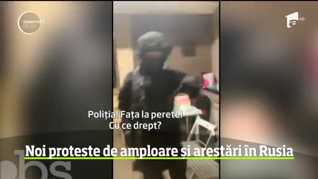 Noi proteste de amploare &icirc;n Rusia. Peste 300 de persoane au fost reţinute