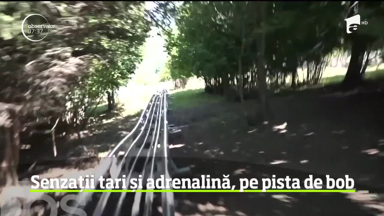 Senzații tari și adrenalină pe pista de bob din localitatea Lunca de Sus, judeţul Harghita