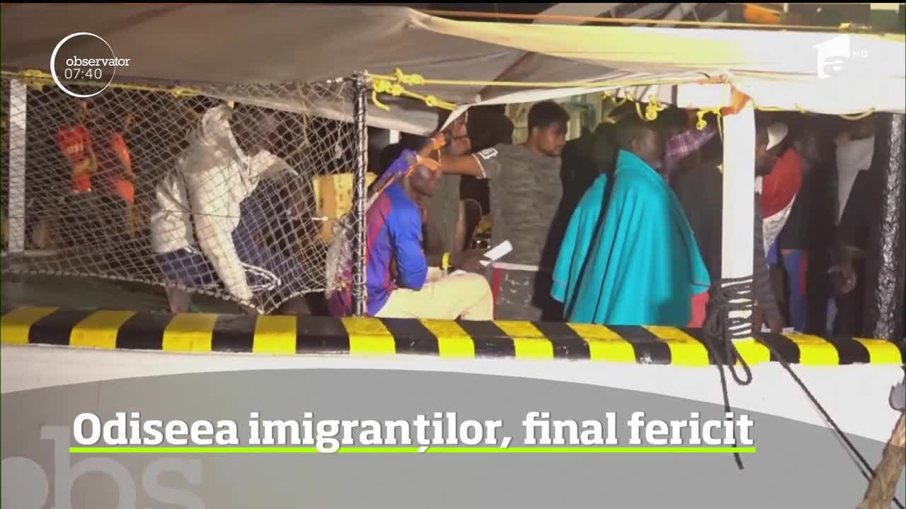 Poveste cu final fericit, &icirc;n odiseea imigranţilor blocaţi pe o navă de pe Marea Mediterană, la limita apelor teritoriale italiene.