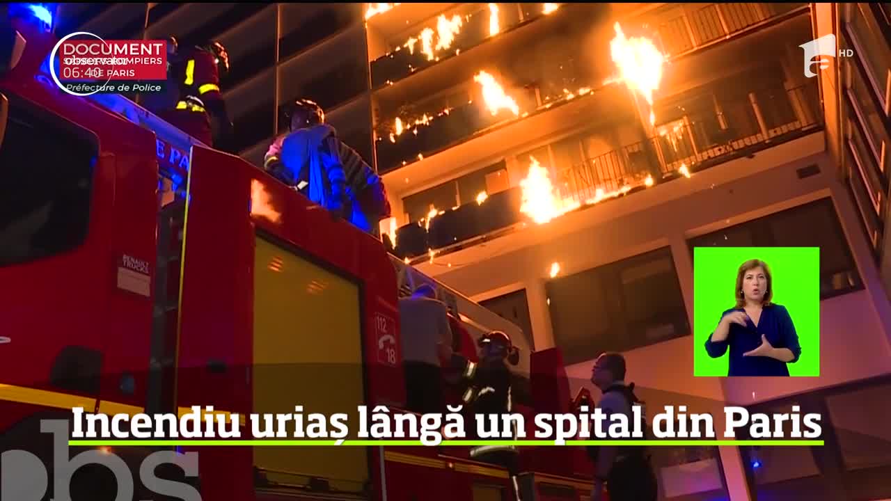 O femeie a murit, iar alte opt persoane au fost rănite &icirc;ntr-un incendiu care a devastat un bloc de locuinţe de la periferia Parisului