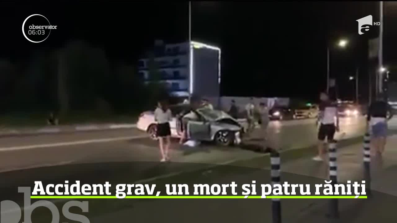 Un mort şi patru au fost răniţi &icirc;ntr-un accident petrecut  staţiunea Mamaia. Cel care şi-a pierdut viaţa ar fi şoferul unui c&acirc;ntăreţ de manele