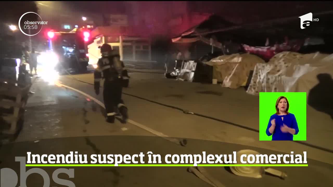 Incendiu violent &icirc;ntr-o piaţă din Reşiţa. Mai multe tarabe s-au transformat &icirc;n scrum