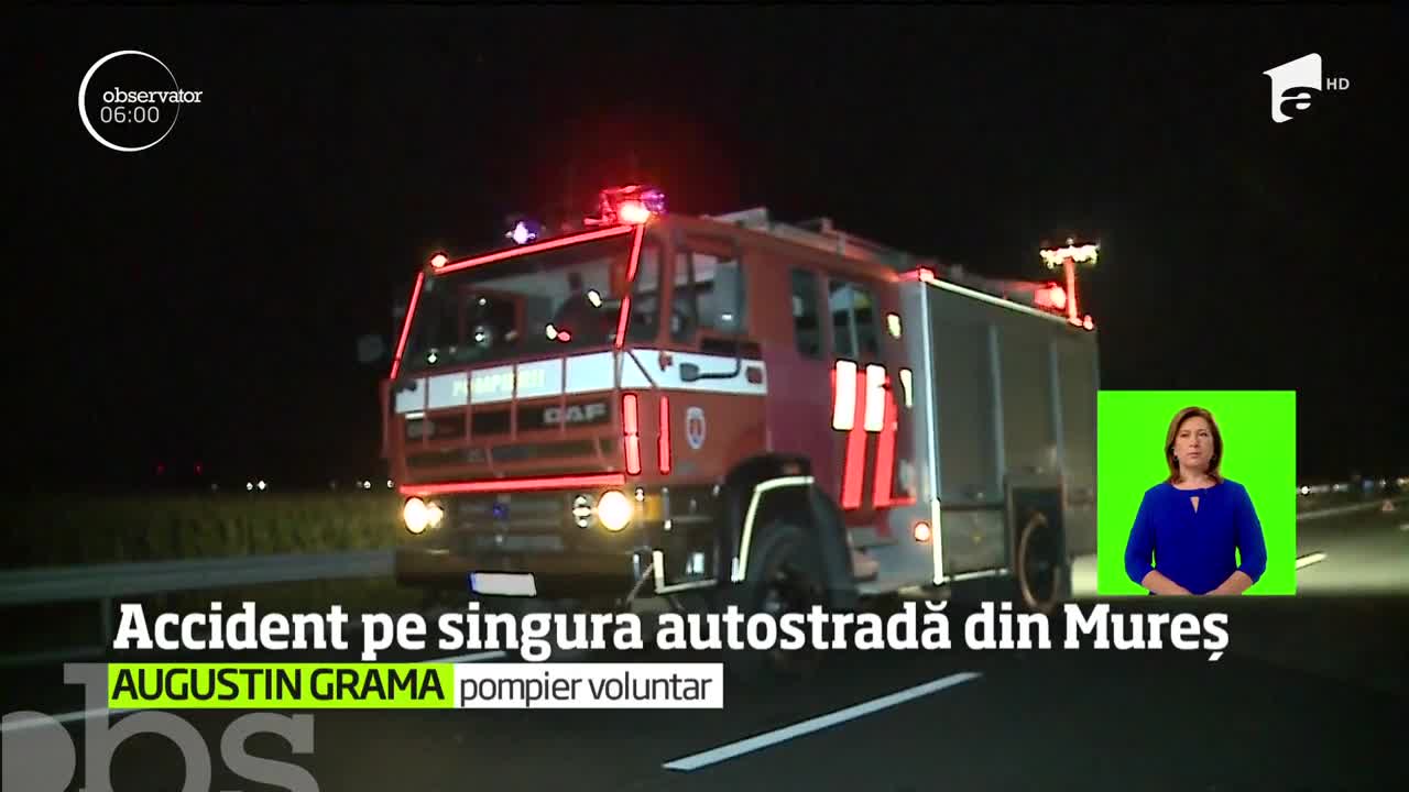 Accident rutier violent pe singurul tronson de autostradă din Mureş. Șoferul mașinii se zbate &icirc;ntre viaţă şi moarte, la spital