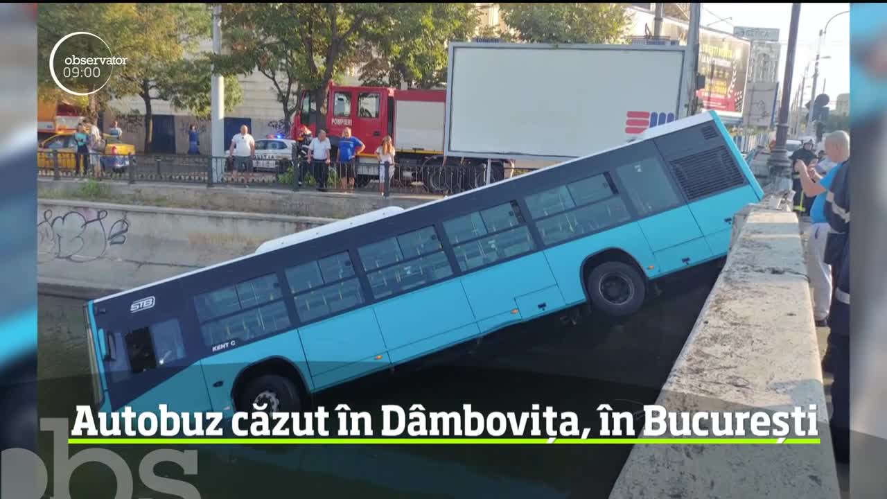 Accident spectaculos &icirc;n București! Un autobuz STB cu călători a căzut &icirc;n albia r&acirc;ului D&acirc;mboviţa