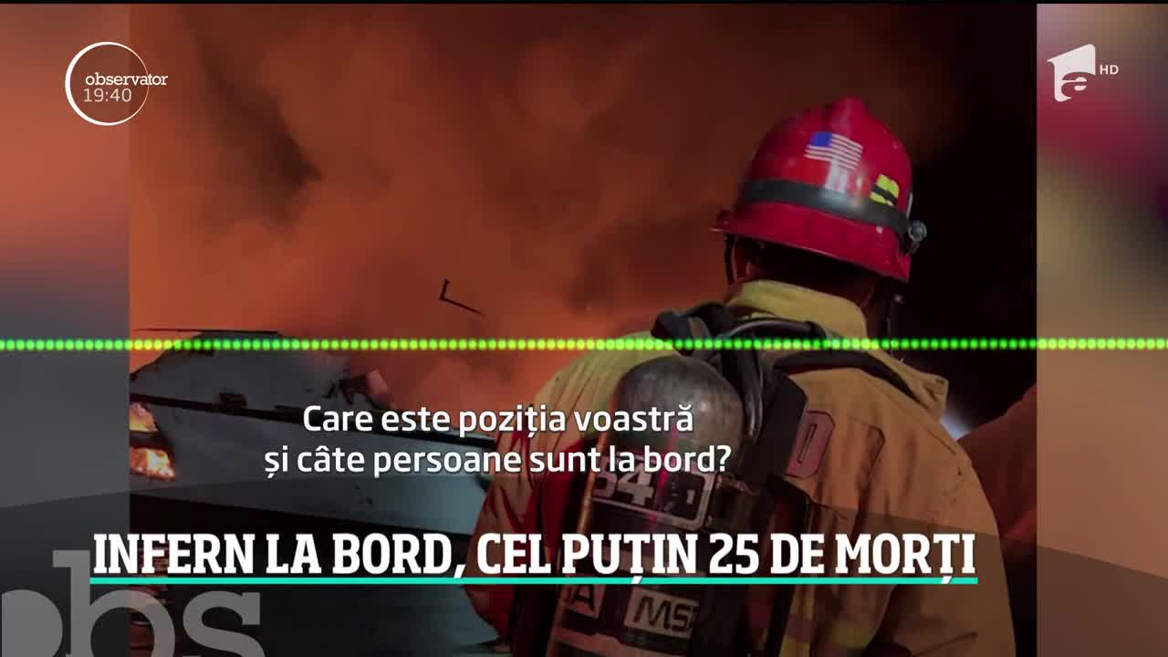 Incendiu &icirc;n largul coastelor Californiei. 25 de oameni au murit, iar alţi nouă sunt dați dispărută