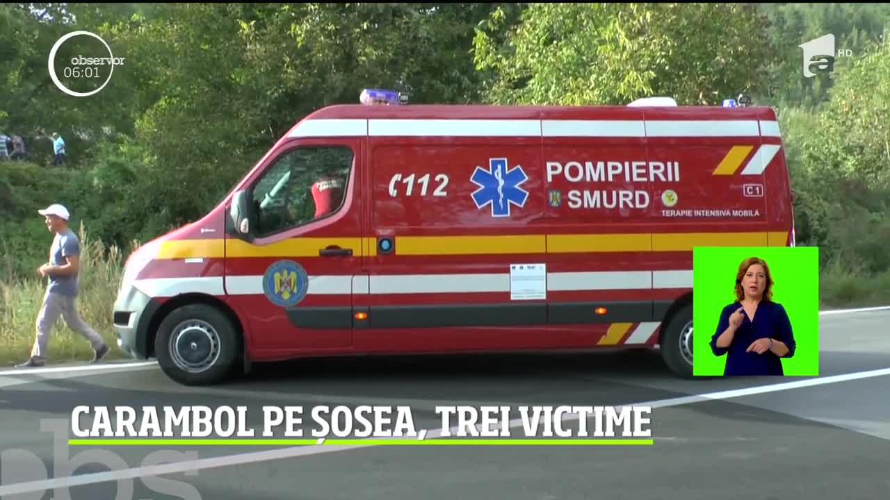 Grav accident rutier &icirc;n judeţul Neamţ.Trei oameni au ajuns la spital, după un impact &icirc;n care au fost implicate trei autoturisme