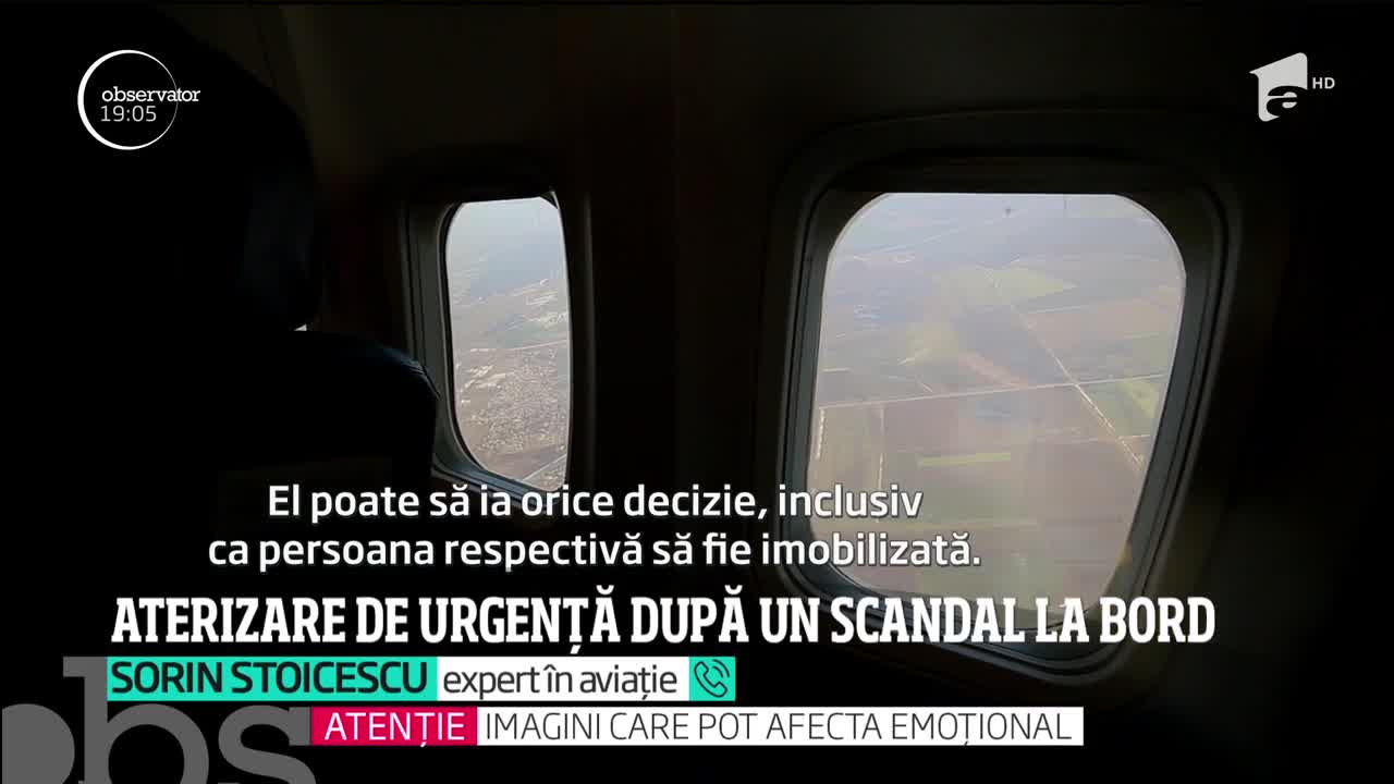 Aterizare de urgenţă din cauza unui rom&acirc;n care a provocat un scandal monstru la bordul unui avion care plecase din Londra spre Bucureşti! Pasagerul violent a fost &icirc;ncătuşat şi predat poliţiei din Frankfurt