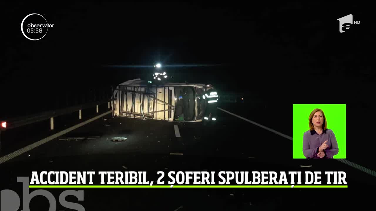 Tragedie pe autostrada A1. Doi bărbaţi au murit după ce au fost spulberaţi de un tir chiar pe banda de urgenţă