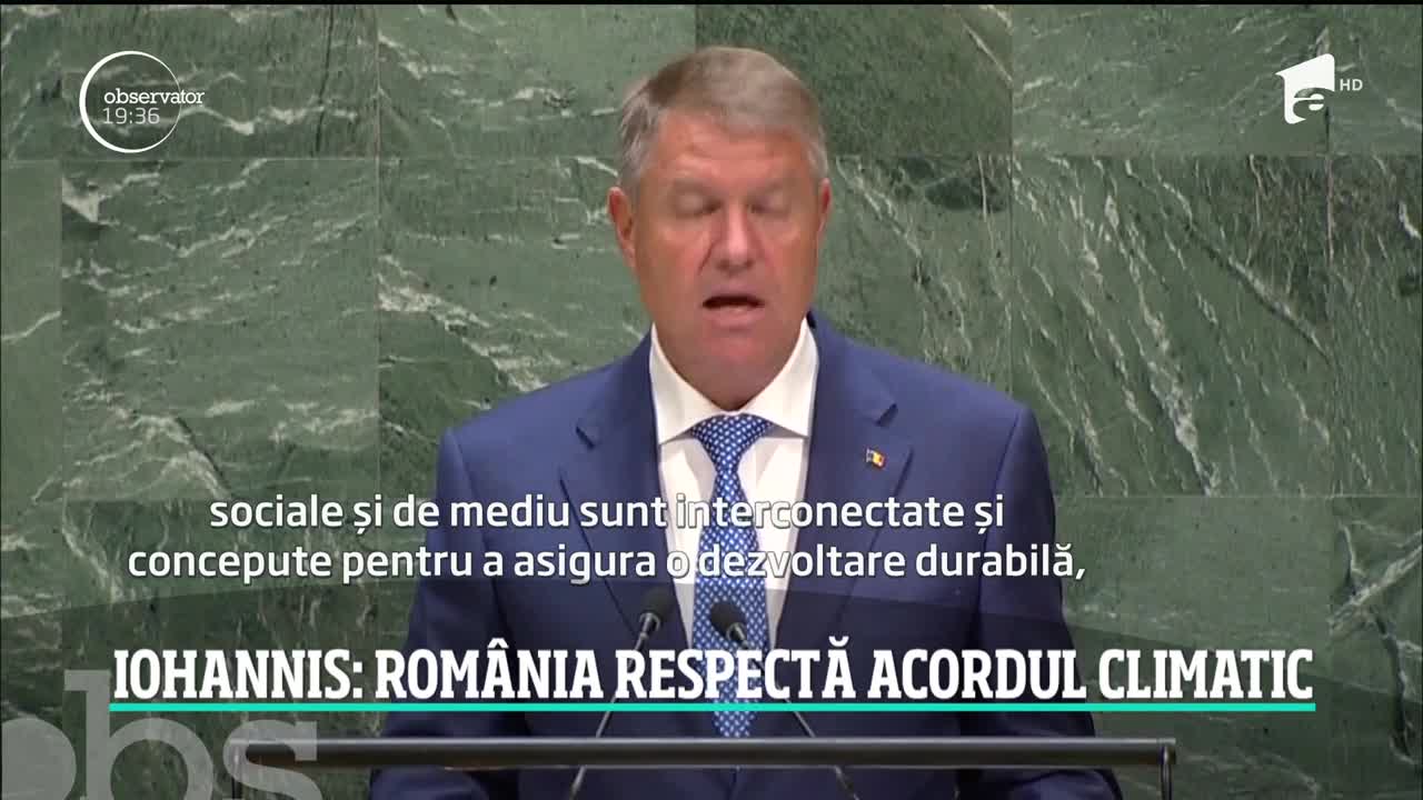 Preşedintele Klaus Iohannis: Rom&acirc;nia respectă acrodul climatic